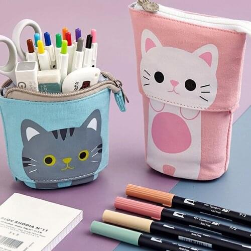 Big Cat Pencil Case Bag Cartoon Cute Pencil Box Big Capacity School Supplies Stationery Organizer for Children Kids Pencil Pouch