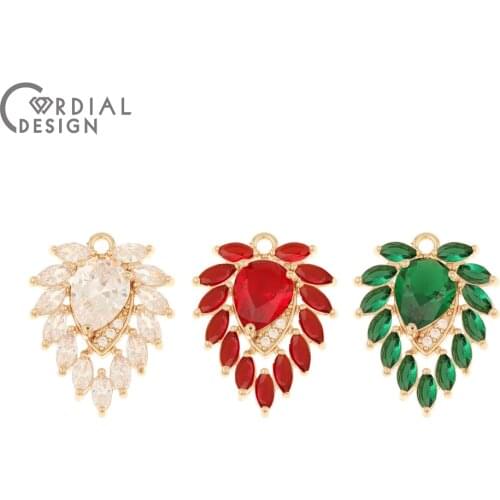 Cordial Design 30Pcs 18*21MM CZ Charms/Necklace Accessories/Hand Made/Jewelry Findings & Components/DIY Pendant For Earrings