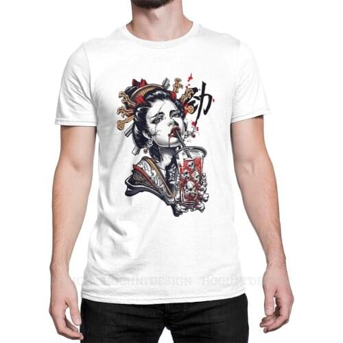 High Quality Men Japanese Geisha Samurai Tradition TShirt Vaporwave Popart Urban Styl Pure Cotton Shirt Tees Harajuku For Adult