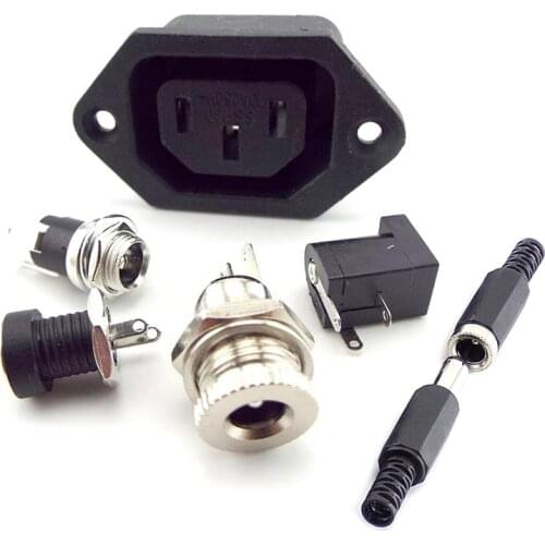 5.5 x 2.1mm DC Female Power Supply Jack charging port Socket 5.5 * 2.1 mm Electric Pcb Panel Mount Connector Threaded Metal plug