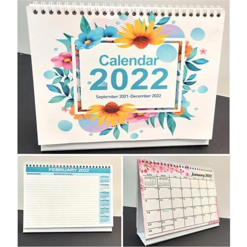 Desk Calendar 2021 Sep-2022 Dec Stand Up Flip Series Desktop Calendar Dual Daily Schedule Table Planner Yearly Agenda Organizer