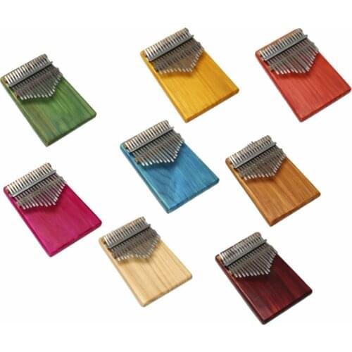 17 Keys Kalimba Portable Solid Color Wooden Simple Handmade Polished Stage Accompaniment Performance Keyboard Musical Instrument