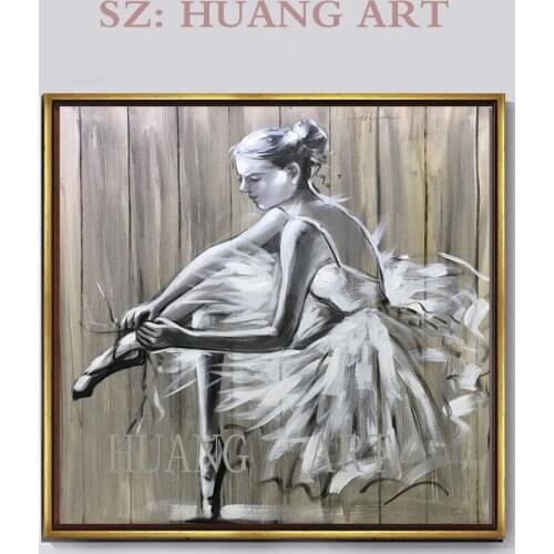 Character hand-painted oil painting offspring black ballet girl with red hat red lips sexy girls bedroom to decorate hotel sofa