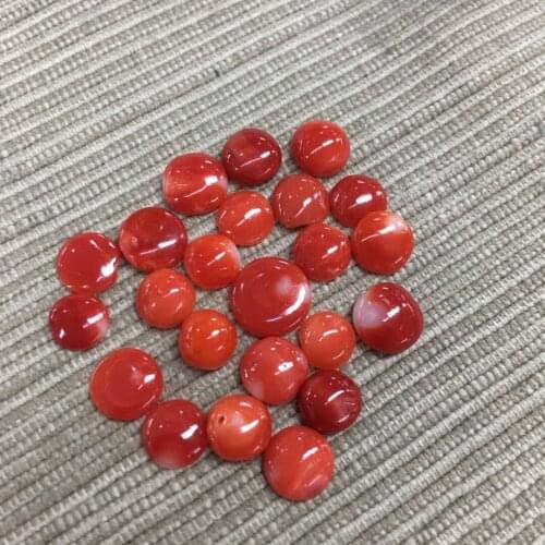 22Pcs/Lot Wholesale Red Coral Natural Akha Ring Noodle Tea Chips Packed Sale Loose Jewelry Round Clear Micro-Transparency