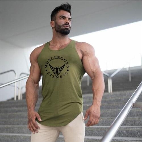 Muscleguys Brand Men Gym Clothing Bodybuilding Stringer Tank Top Men Fitness Singlet Sleeveless Shirt Solid Cotton Muscle Vest