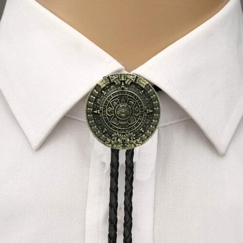 Sun position bolo tie for man cowboy western cowgirl lather rope zinc alloy necktie