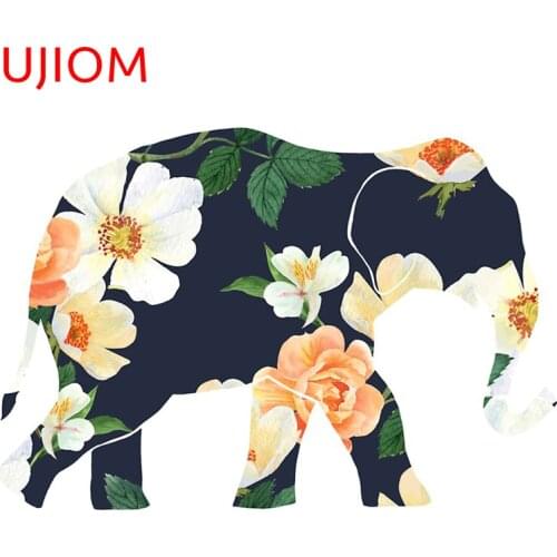 UJIOM Wall Stickers Peach Watercolor Roses Navy Blue Elephant Decoration Waterproof Sticker Accessories Room Home Decor Decals