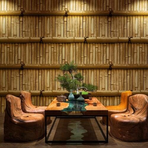 Chinese Style Green Bamboo Wallpaper 3D Stereo Living Room Study Background Wall Paper Home Decor PVC Waterproof