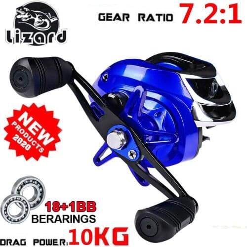 LIZARD low profile reel Bait casting Fishing reel Baitcasting Fishing reels 18+1BB 7.2:1 10kg Max Darg Bait Fishing Reel