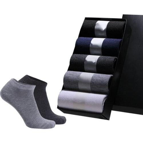 5pairs/Box Men Short Socks Business Solid Color Art Excellent Cotton Man Socks Summer Autumn Soft Breathable Male Sock Meias Sox