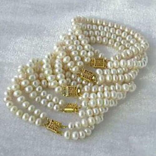 New White Akoya Cultured Pearl 5PC Round loose beads making Woman Bracelet BV54
