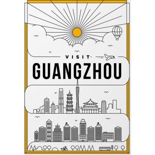 Visit Guangzhou, China Minimal City Art print Silk poster Home Wall Decor