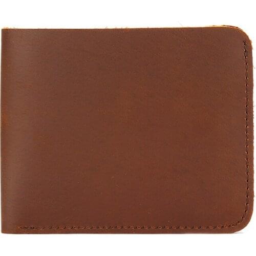 Unisex genuine leather casual wallet high quality vintage style crazy horse leather short business wallets