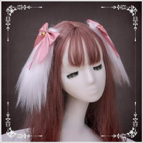 Anime Cosplay Handmade Plush Lop Ear Hair Band Soft Girl Kawaii Bunny Hair Band Lolita Lace Bowknot Headwear Hair Accessories