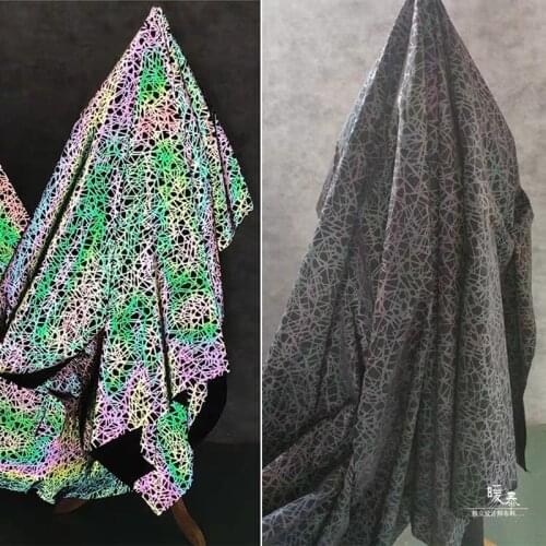 Iridescent Reflective Cloth Irregular Geometric Pattern DIY Clothes Jacket Coat Athletic Wear Background Decor Designer Fabric