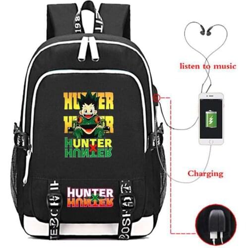 Mochila Hunter X Hunter Backpacks Student School Backpack USB Charge Bag Boys Book Bag Teens Fashion knapsack Mens Travel Bag