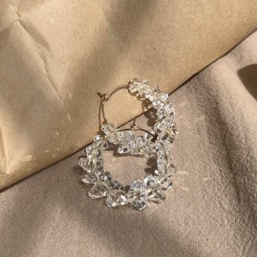 Trendy Irregular Crystal Circle Hoop Earrings For Woman Korean Fashion Statement Summer Shiny Earrings Female Wedding Gifts