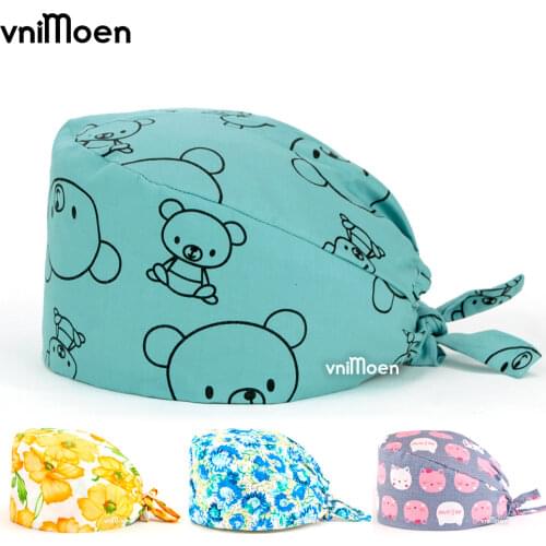 Floral print pet medici infermiera hat clinica caps hat Odontoiatria hat infermiera accessories Wholesale prices women scrub hat