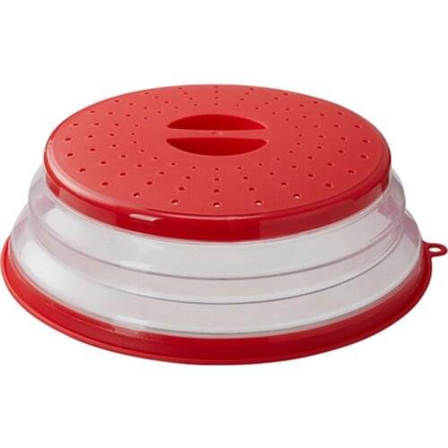 Vented Collapsible Microwave Lid Splatter Proof Food Plate Cover Easy Grip Handle Vapor Holes Dishwasher Safe BPA-Free