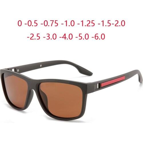 TR90 Square Polarized Myopia Sunglasses Men Women Tea Lens Minus Prescription Glasses For The Nearsighted 0 -0.5 -0.75 To -6.0