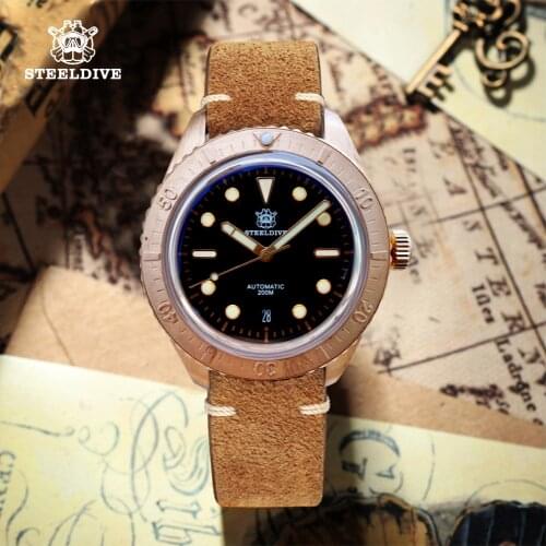 STEELDIVE 1965S Automatic Watch Sapphire NH35 Bronze Dive Watch Automatic Watch Men Mechanical Watches CuSn8 Bronze C3 Luminous