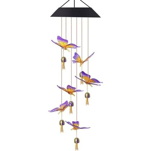 Led Solar Bell Wind Chime,Color Changing Solar Wind Chime,Outdoor Waterproof Wind Bell Light for Home Garden Decoration