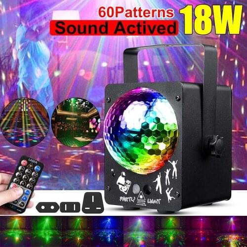 Sound Activated RGB Led Stage Light Mini Disco Ball 60 Light Modes Strobe Lights For Home Bar Dj KTV Party Wedding Show