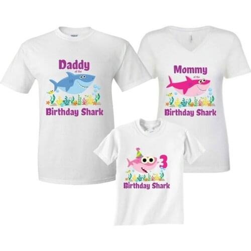 Funny Shark Family Matching Outfits Big Family Shark T Shirts Dad Mon Baby All Family Member Availible Birthday Gift T-Shirts
