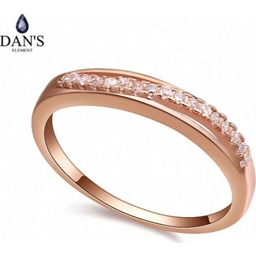 DANS Real Austrian Crystals Brand AAA Zirconia Micro Inlays Fashion Ring for women New Geometric 108625rose