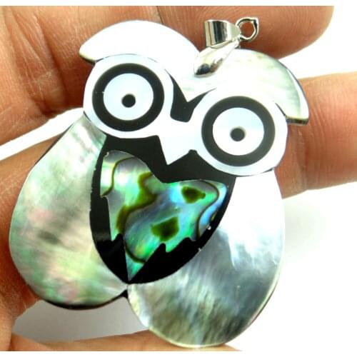 Natural Paua Abalone Shell owl Bead Pendant Alloy Jewelry making necklace for Women Vintage Jewelry Friendship Gifts F24