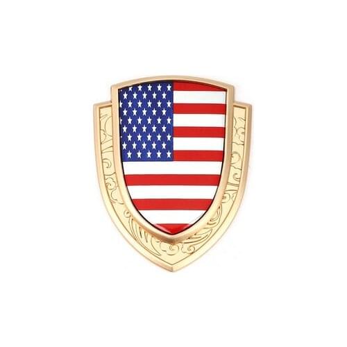 Golden 3D Metal USA American Flag Car Trunk Window Side Emblem Badge Decal Sticker