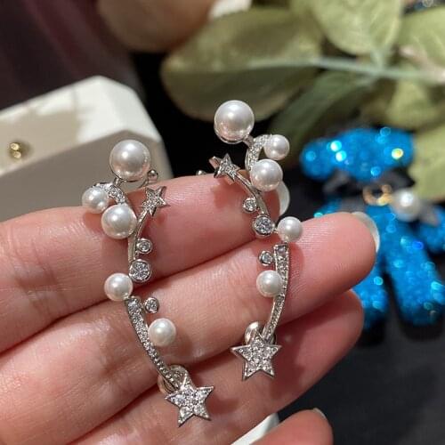 David Star Cubic Zircon Ear Bone Clip Simplicity Meteor Fashion Luxurious Earring Accessories Jewelry Women Korean Pop vintage