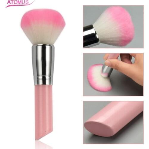 New Style Cute Pink 1pc Portable Retractable Loose Powder Foundation Blush Big Round Top Cosmetic Brush Brushes Very Convenient