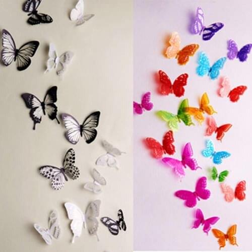 18 Pcs 3D Butterfly Shape Decals Fridge Wall Stickers DIY Art Room Home Decor