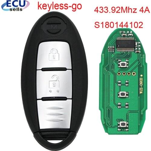 2 Button​ Keyless-go Remote Key FSK433.92 For Nissan PCF7945M / HITAG AES / 4A CHIP ： S180144102