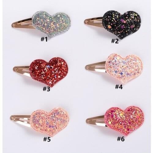 50Pcs/Lot,New 4cm Toddler Hair Clips Animal Ear Sequin Hairpins Kids Glitter Heart Barrettes Newborn Baby Girls Hair Accessories