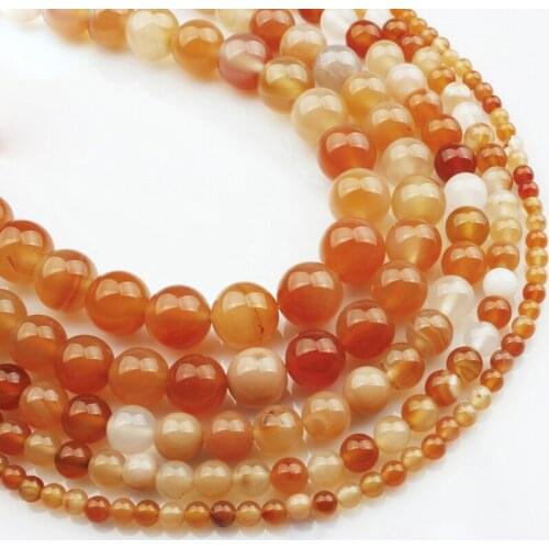 15"(38cm) Strand Round Natural Red Chalcedony Stone Rocks 4mm 6mm 8mm 10mm 12mm Beads for Jewelry Making DIY Bracelet Findings