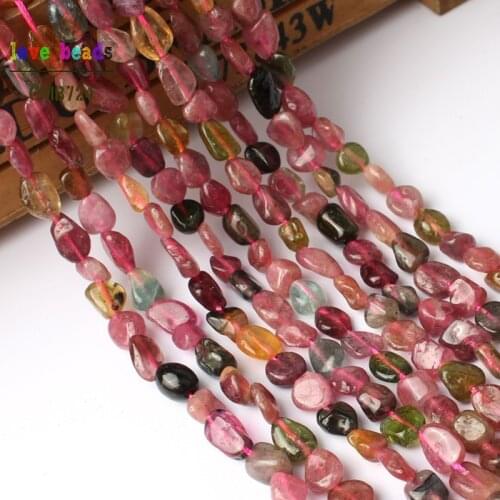 5-8mm irregular natural genuine colorful tourmaline beads for jewelry making 15inches natural stone beads diy bracelet