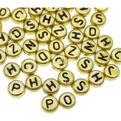 Julie Wang 200pcs 7mm Acrylic Round Letters Beads Random Mixed Alphabet Spacer Bead Bracelet Jewelry Making Accessory