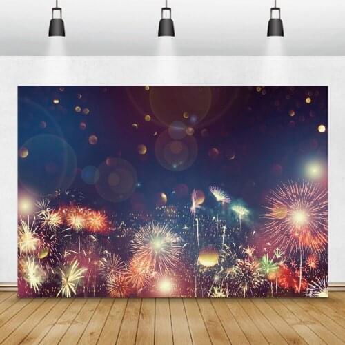 Light Polka Dots Fireworks Photo Backdrop Happy New Year Family Party Celebration Poster Child Portrait Photography Background