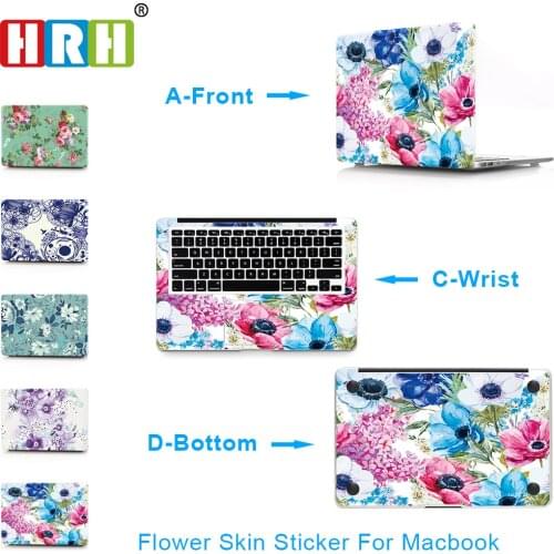 HRH 3 In 1 Flower Vinyl Decal Laptop Sticker for Macbook Air Pro Retina 11 12 13 15 Inch Laptop Skin for Macbook Air 13 Sticker