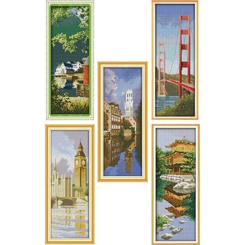 Joy Sunday Big Ben In Britain Counted Printed On Canvas Scenic Painting 11CT14CT DMS Cross Stitch Pattern DIY Needlework Sets