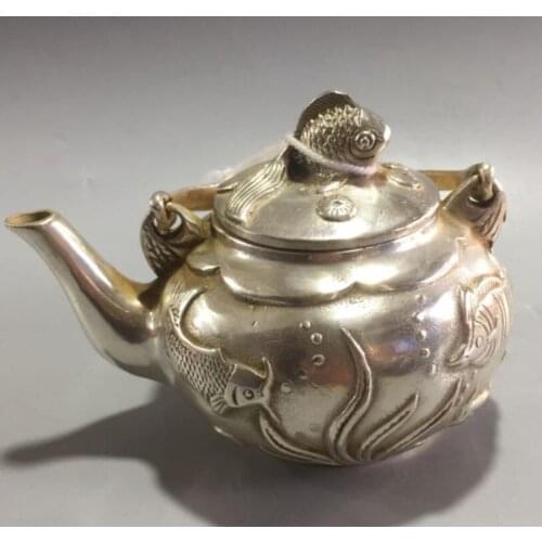 China White copper goldfish teapot crafts statue