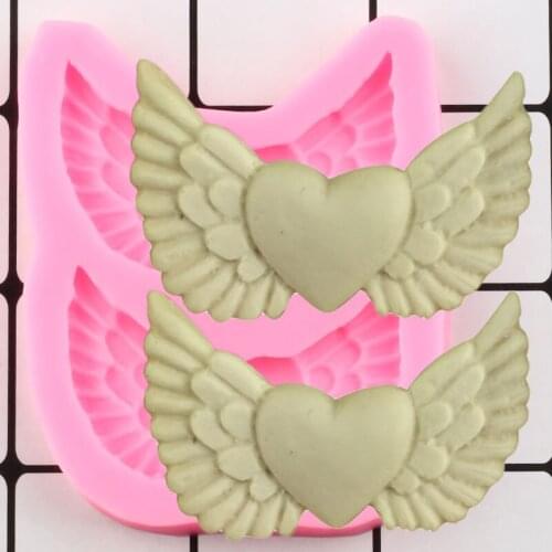 Love Wings Fondant Mold Cake Border Cake Decorating Tools DIY Candy Polymer Clay Chocolate Mould Cupcake Topper Silicone Molds