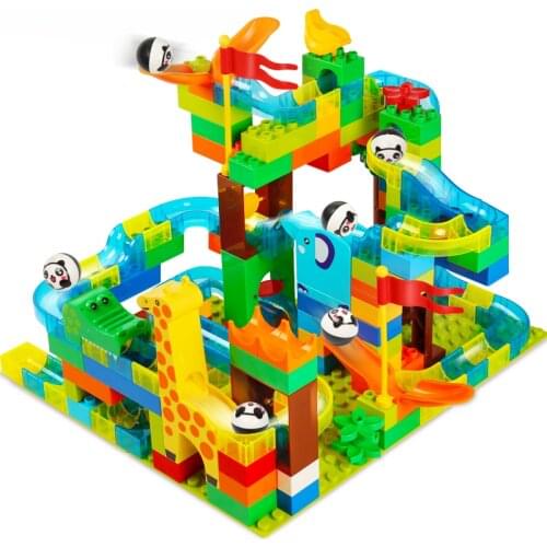 Marble Race Run DIY Track Ball Building Blocks Set Plastic Funnel Slide Compatible with Big Size Bricks figure Toys for Children