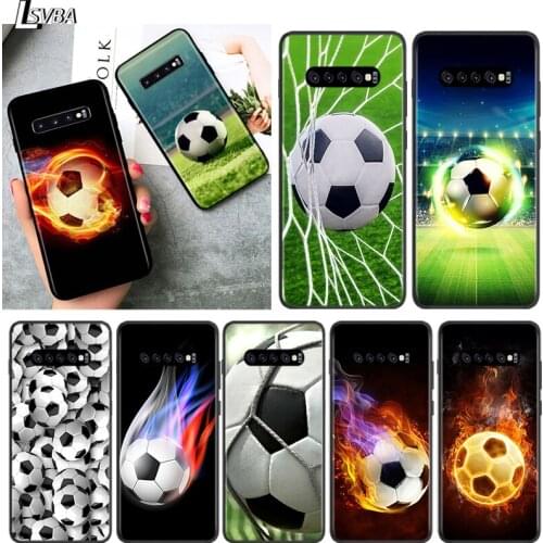 Black TPU Soft Cover Fire Sport Football for Samsung Galaxy S20 Ultra S10 S10e FE 5G S9 S8 S7 S6 Edge Plus Lite Phone Case