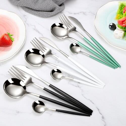 4Pcs/set Cutlery Set Black Gold 18/10 Stainless Steel Dinnerware Silverware Flatware Set Dinner Knife Fork Spoon Dropshipping