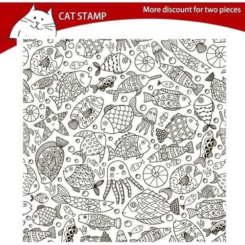Octopus / fish / Background Clear Stamps For Scrapbooking Card Making Photo Album Silicone Stamp DIY Decorative Crafts