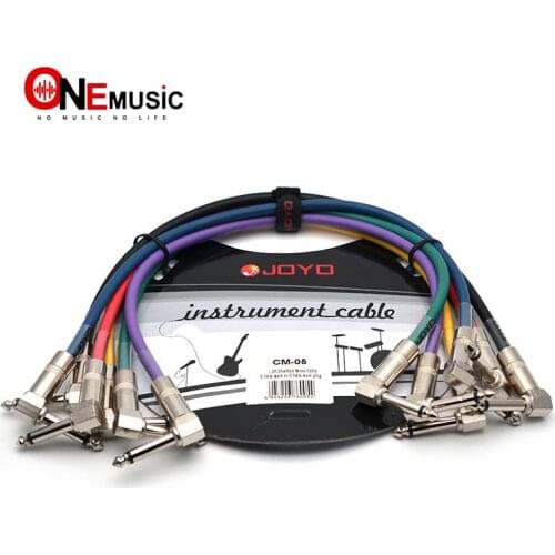 JOYO Effect Pedal Cable 1.2ft Colourful Cable Shielded Mono 6.3mm Male to 6.3mm Male Angle Plug Cable