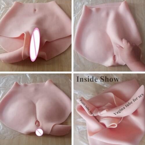 Lift Buttocks 63CM Silicone Realistic Vagina Panty Shemale Crossdresser Pussy Pants Transgender Artificial Sex Fake Underwear 2G